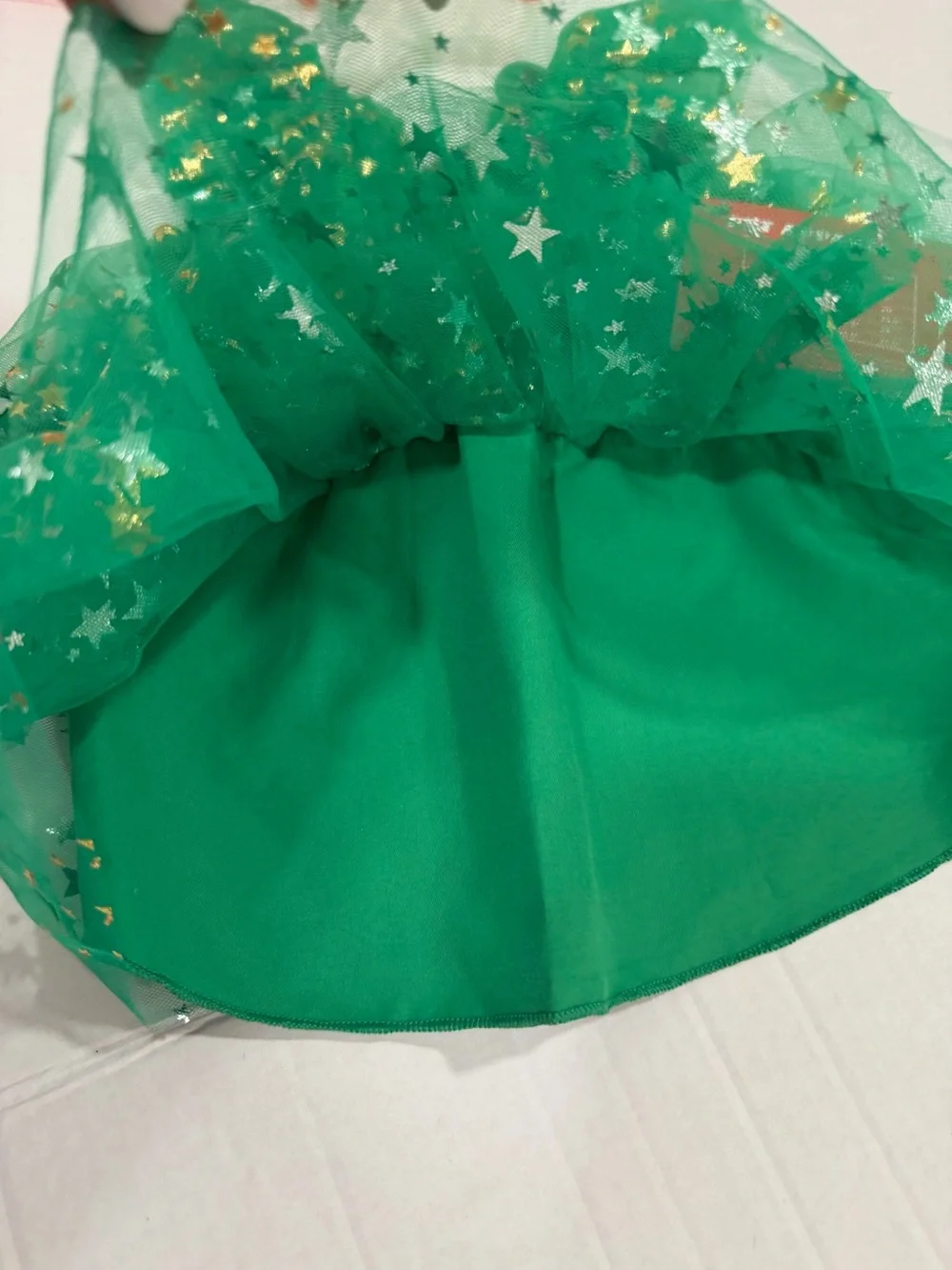 NWT Pet Apparel Size Small Emerald Green Star Tulle Dog Dress with Gold Accents
